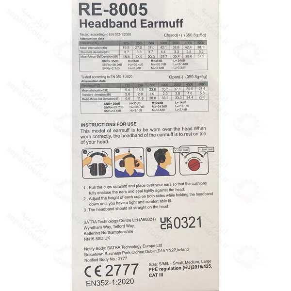 گوشی ایمنی صداگیر برند ریندر مدل RE-8005