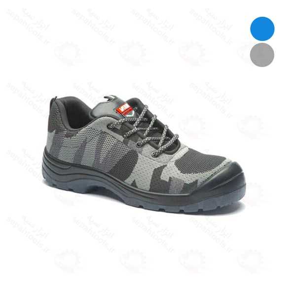 کفش ایمنی بافتی دو رنگ آبی و خاکستری مدل 599