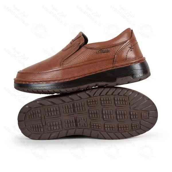 کفش اداری برند اندیشه مدل کلارک تمام چرم رنگ عسلی