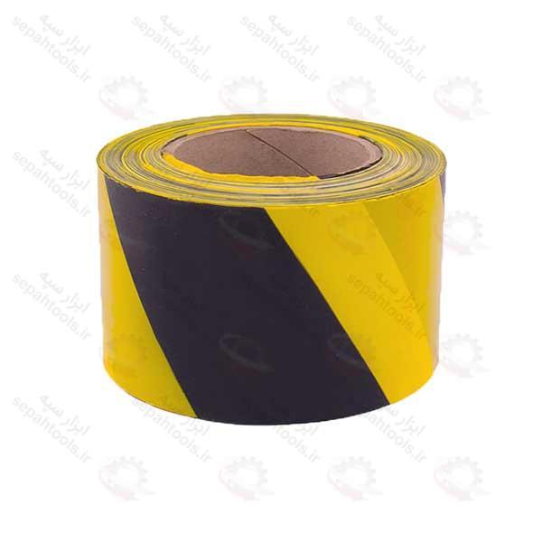 نوار خطر ۸ سانتی دورنگ زرد مشکی