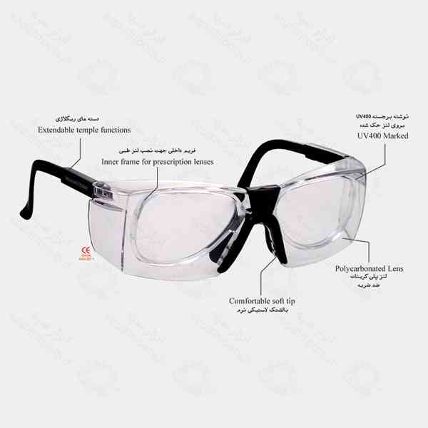 عینک ایمنی دوجداره پرشین سیفتی مدل ایزوک