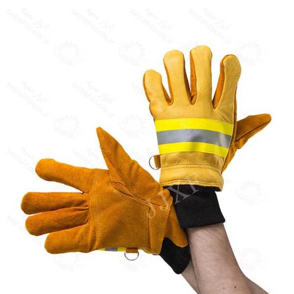 دستکش آتش نشانی نمدی چرم گاوی برند JJXF