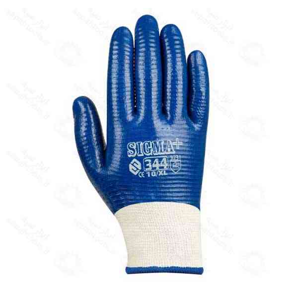 دستکش صنعتی تمام نیتریل شیاری سیگما کد 344