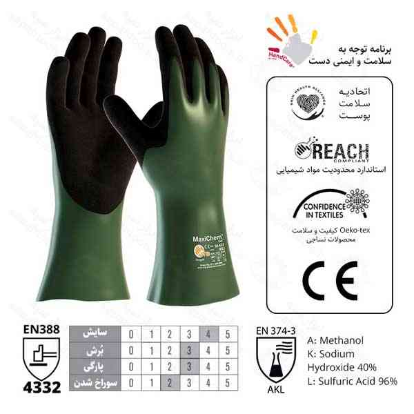 دستکش ضد اسید و ضد برش MaxiChem Cut