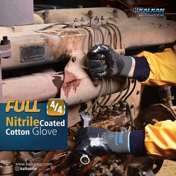 دستکش ایمنی فول نیتریل 4/4 زبرا KALKAN