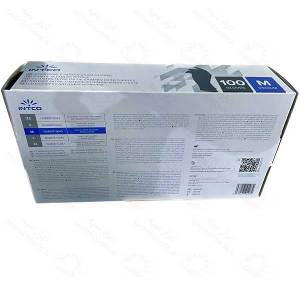 دستکش لاتکس مشکی 100 عددی برند اینتکو