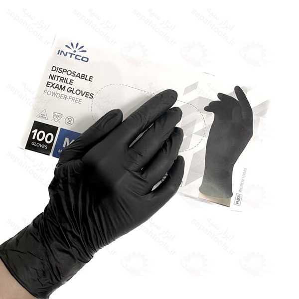 دستکش لاتکس مشکی 100 عددی برند اینتکو