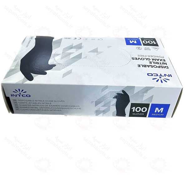 دستکش لاتکس مشکی 100 عددی برند اینتکو
