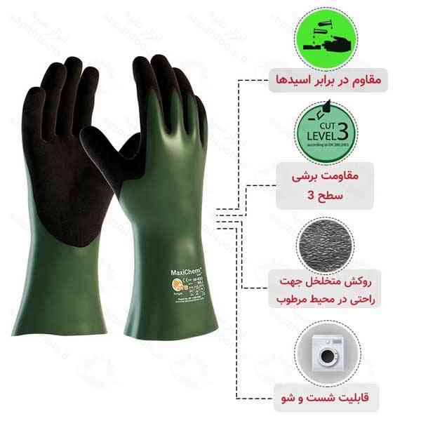 دستکش ضد اسید و ضد برش MaxiChem Cut