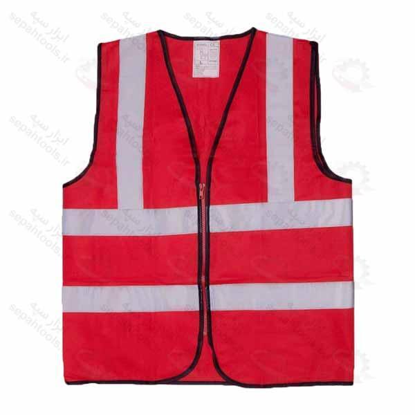 جلیقه شبرنگ دار زیپی 140 گرمی قرمز