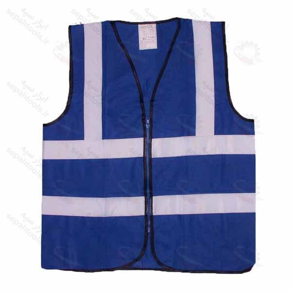 جلیقه شبرنگ دار آبی 140 گرمی زیپی