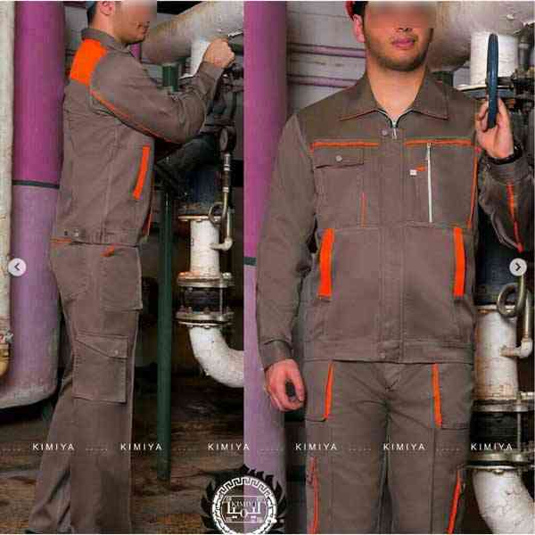 کاپشن و شلوار کیمیا مدل سناتور کد 866D رنگ قهوه ای نارنجی